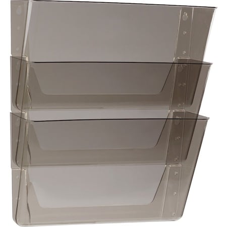 Storex Wall File, Stackable, Letter, 4"W x 16"L x 7"H, 3/PK, Smoke 3PK STX70246U06C